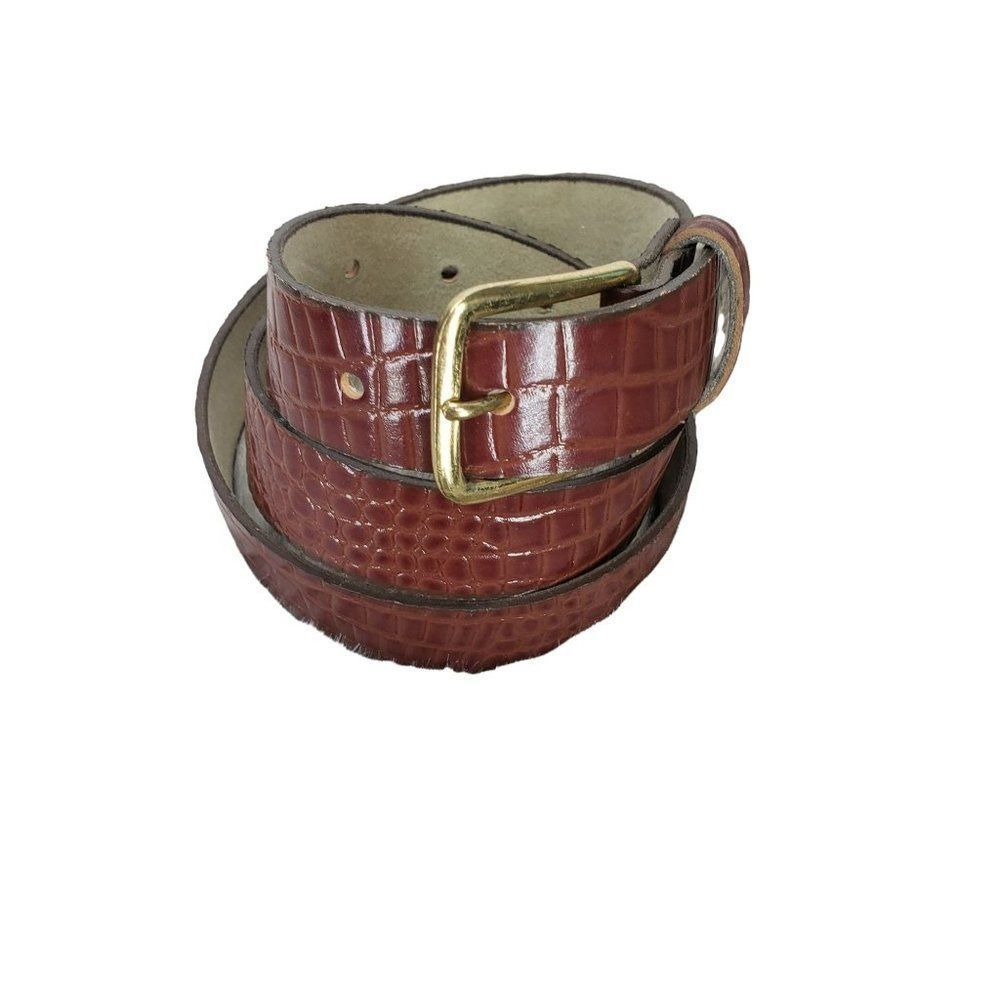 Genuine Leather Brown Alligator Faux U.S.A. 2000 Size L 28 30 Belt